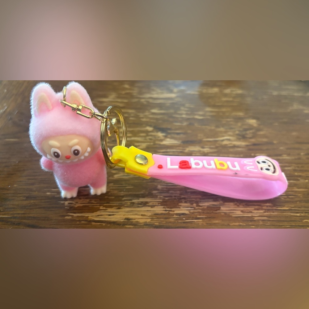 Labubu Fuzzy Pink Collectible Keychain